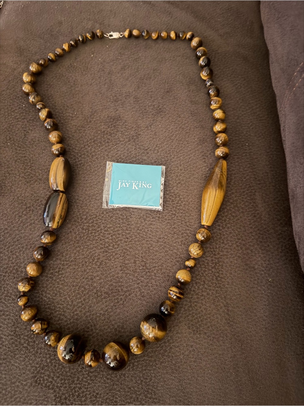 Authentic Jay King Tiger Eye Beaded Necklace - Brown Gold Tones